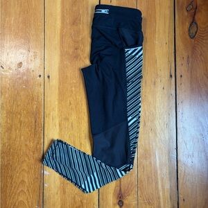 Athleta Black Leggings with Reflective Stripe Panels